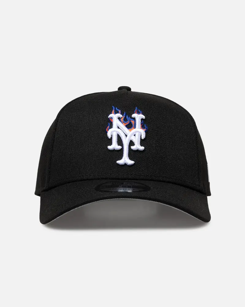 New Era New York Mets 'Flame Logo' 9Forty A-Frame Snapback Black 1
