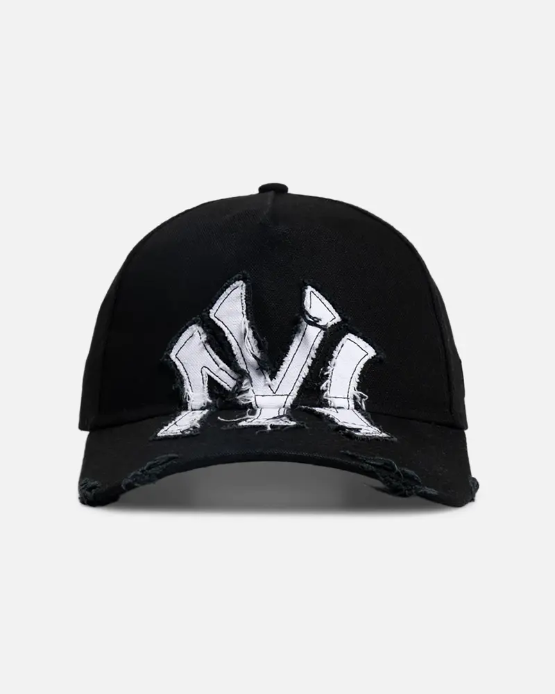 New Era New York Yankees 'Applique Distressed' 9Forty A-Frame Snapback Black/White 1