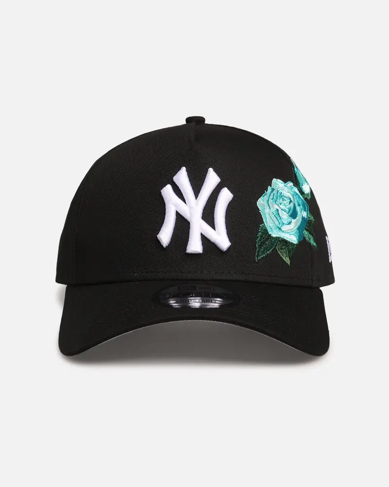 New Era New York Yankees 'Aqua Rose Embroidery' 9Forty A-Frame Snapback Black/Aqua 1