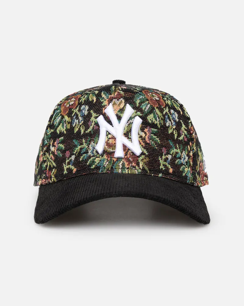 New Era New York Yankees 'Black Corduroy Floral Tapestry' 9Forty A-Frame Snapback Tapestry/Black 1