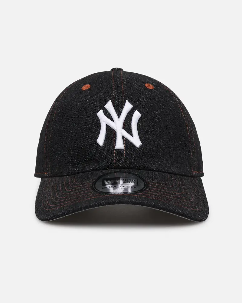New Era New York Yankees "Black Denim" Classic Casual Strapback Black Denim/Rust Contrast 1