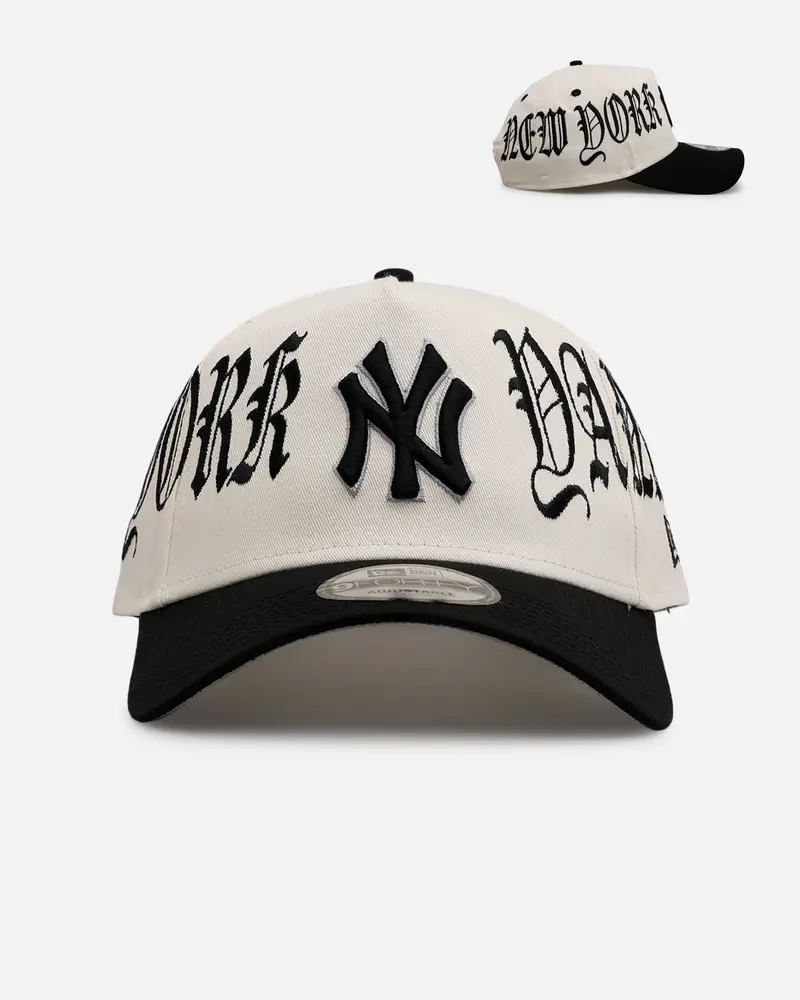 New Era New York Yankees 'Gothic Script Two Tone' 9Forty A-Frame Snapback Chrome/Black 1