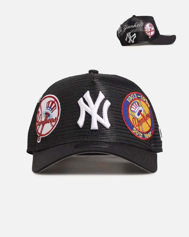 New Era New York Yankees 'Mesh Crown All Over Logos' 9Forty A-Frame Snapback Official Team Colour 1