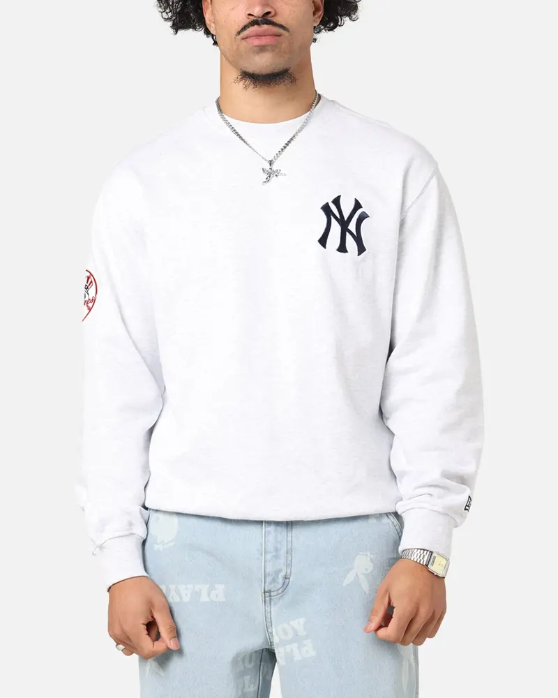 New Era New York Yankees Mlb Team Logo Crewneck Grey 1