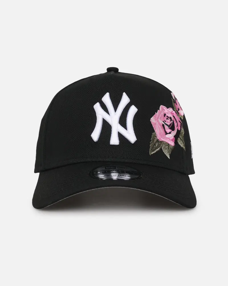 New Era New York Yankees 'Pink Rose Embroidery' 9Forty A-Frame Snapback Black/Pink 1