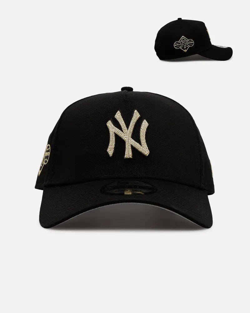 New Era New York Yankees 'Raised Metallic Chainstitch' 9Forty A-Frame Snapback Black 1