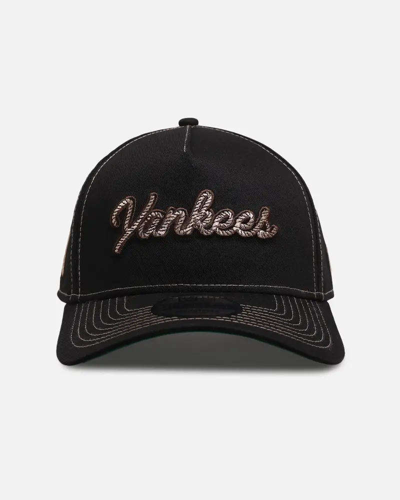 New Era New York Yankees 'Rope Script' 9Forty A-Frame Snapback Black/White 1