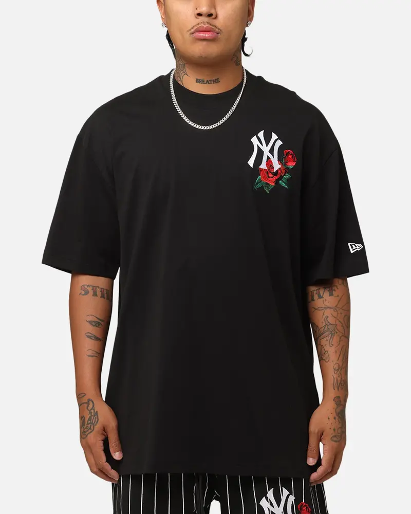 New Era New York Yankees Rose Oversized T-Shirt Black 1