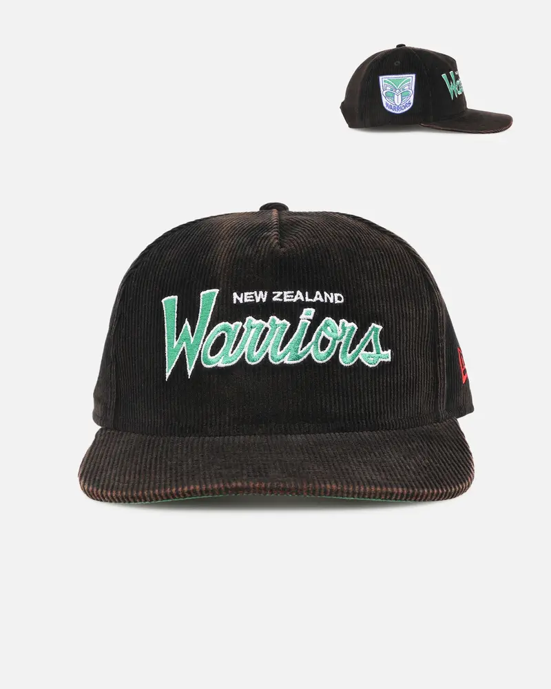 New Era New Zealand Warriors 'Nrl Golfer Washed Black' Pre-Curved Corduroy Golfer Snapback Washed Black 1