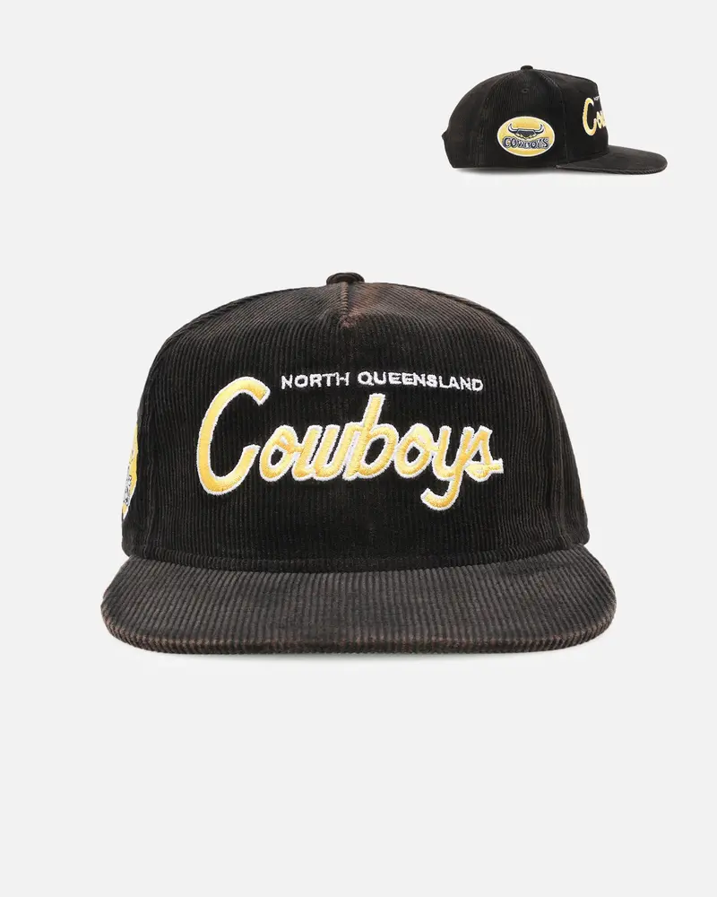 New Era North Queensland Cowboys 'Nrl Golfer Washed Black' Pre-Curved Corduroy Golfer Snapback Washed Black 1