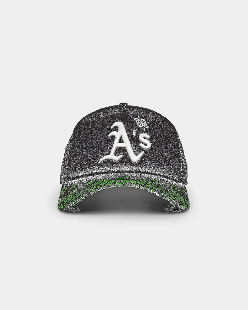 New Era Oakland Athletics 'Glow In The Dark' 9Forty A-Frame Trucker Snapback Black/Neon Green 1