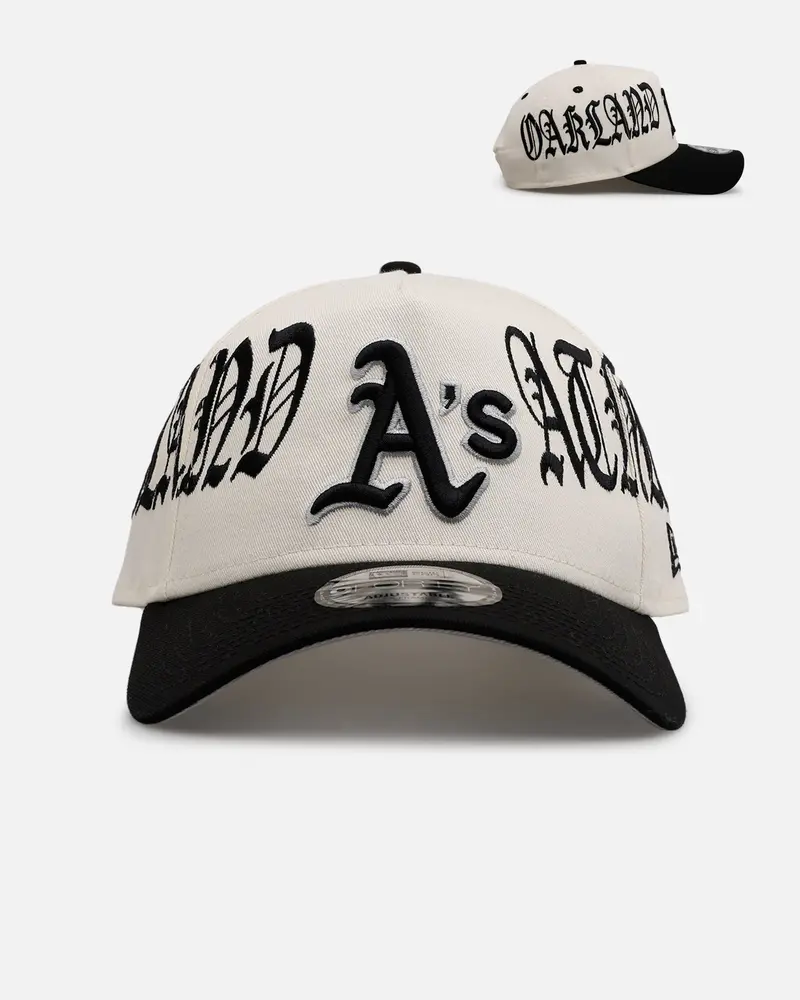 New Era Oakland Athletics 'Gothic Script Two Tone' 9Forty A-Frame Snapback Chrome/Black 1