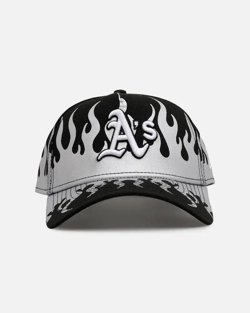 New Era Oakland Athletics 'Metallic Flames' 9Forty A-Frame Snapback Black/Silver 1