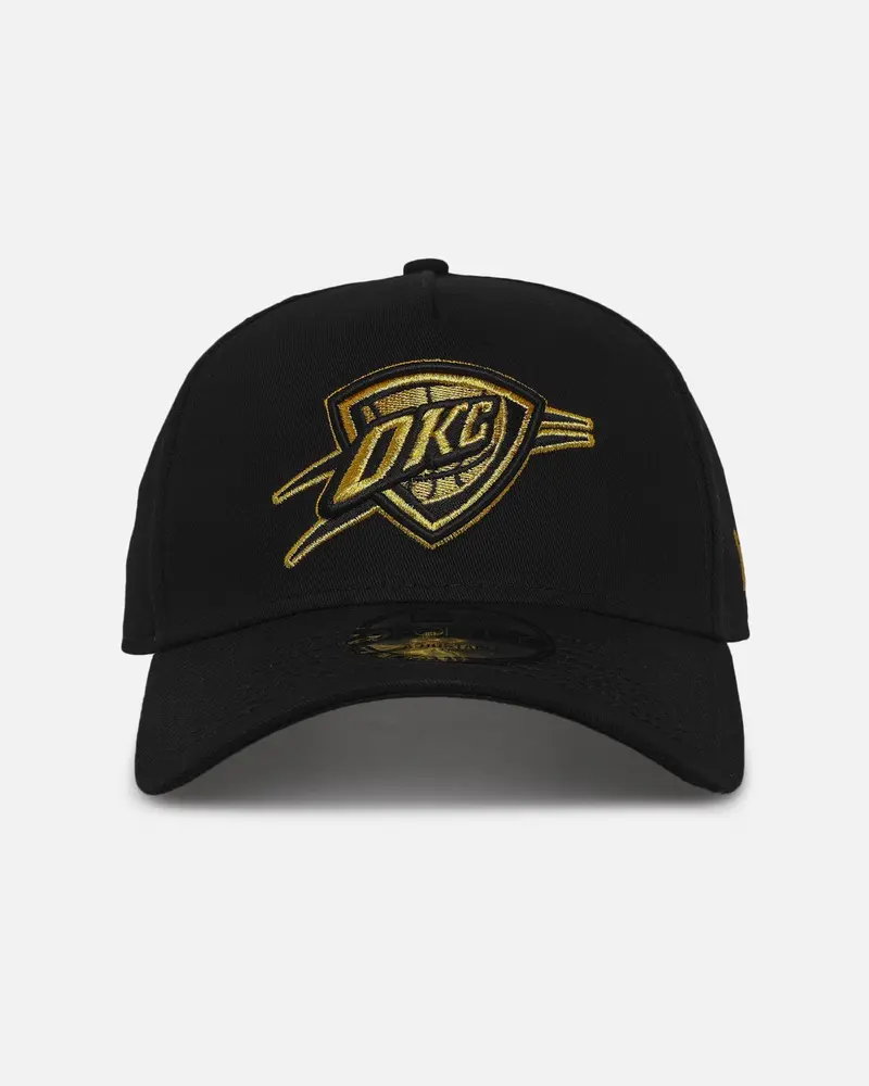New Era Oklahoma City Thunder 'Nba Black & Gold Embroidery' 9Forty A-Frame Snapback Black/Gold 1