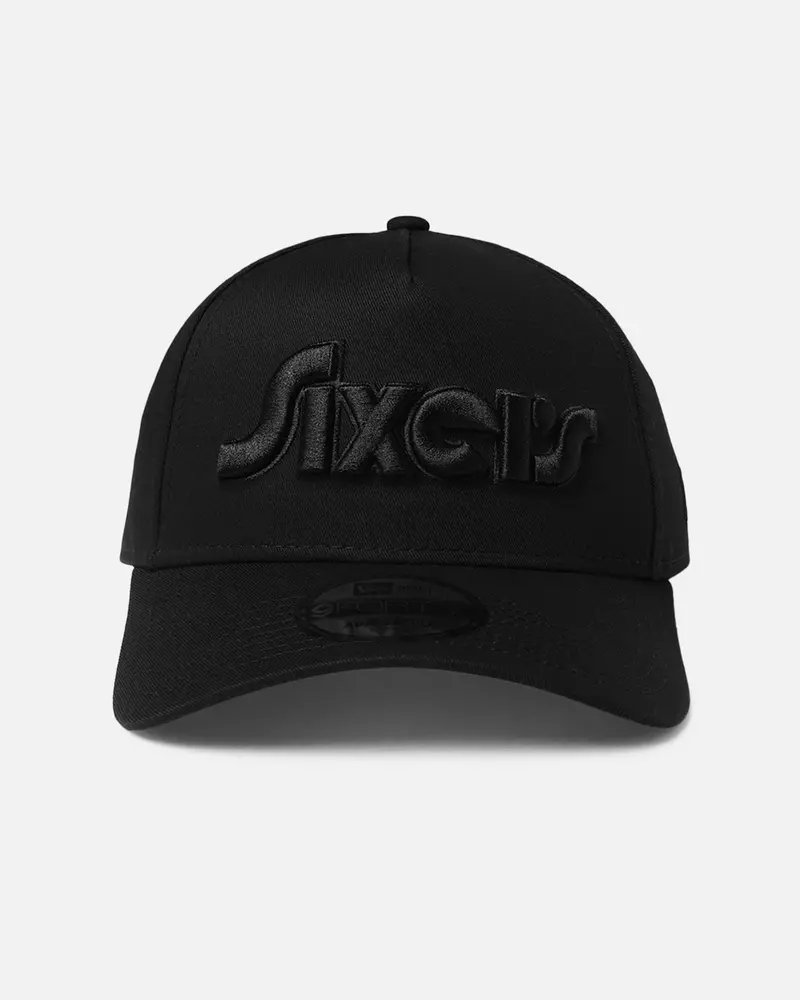 New Era Philadelphia 76Ers 'Nba Black On Black' 9Forty A-Frame Snapback Black 1