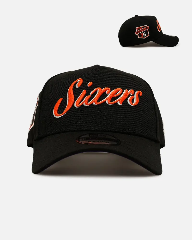 New Era Philadelphia 76Ers 'Nba Dia De Los Muertos' 9Forty A-Frame Snapback Black/Orange 1