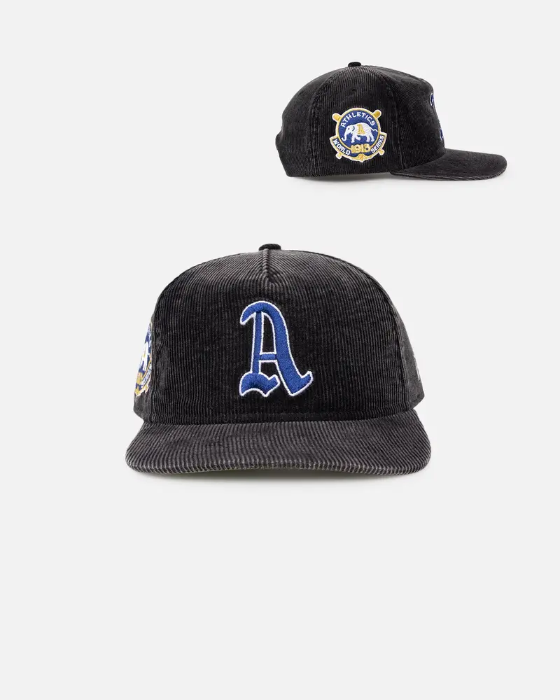 New Era Philadelphia Athletics 'Washed Corduroy Golfer' Pre-Curved Golfer Snapback Washed Black 1