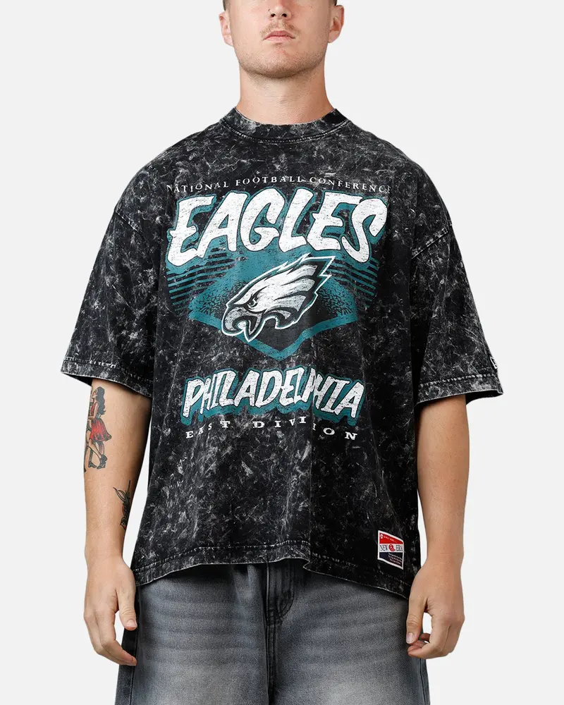 New Era Philadelphia Eagles Boxy Essentials T-Shirt Washed Black 1