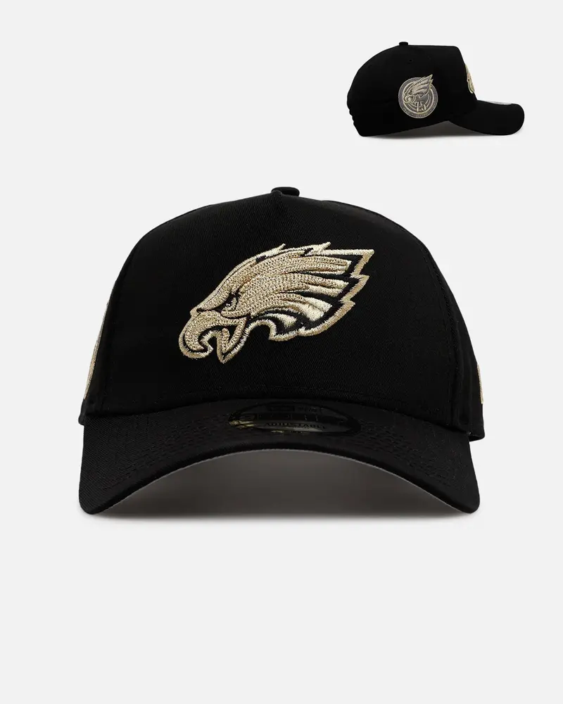 New Era Philadelphia Eagles 'Raised Metallic Chainstitch' 9Forty A-Frame Snapback Black 1
