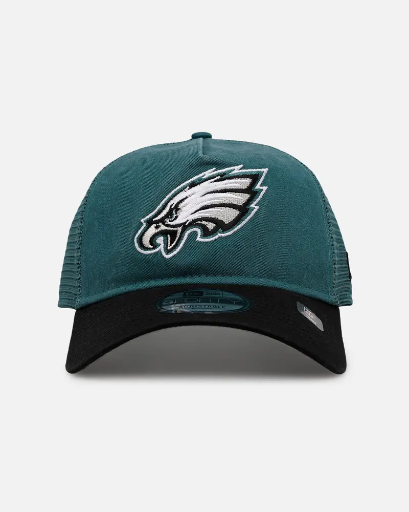 New Era Philadelphia Eagles 'Washed Truckers' 9Forty A-Frame Trucker Snapback Official Team Color 1