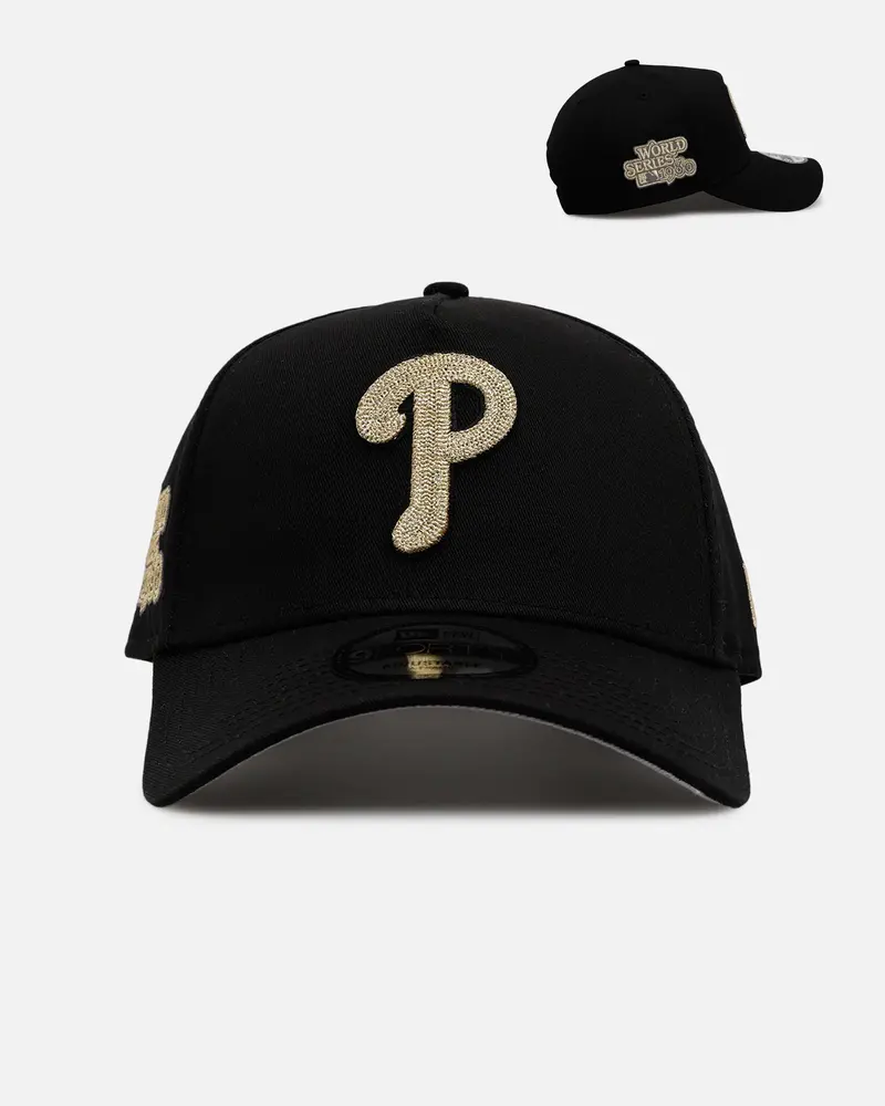 New Era Philadelphia Phillies 'Raised Metallic Chainstitch' 9Forty A-Frame Snapback Black 1