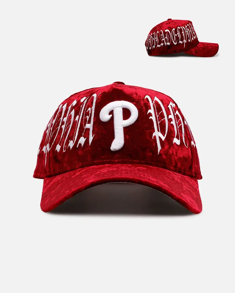 New Era Philadelphia Phillies 'Velvet Gothic Script' 9Forty A-Frame Snapback Maroon 1