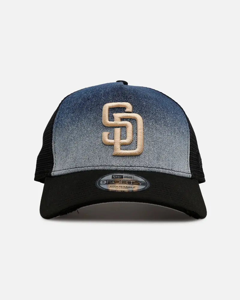New Era San Diego Padres 'Bleach' 9Forty A-Frame Trucker Snapback Denim 1