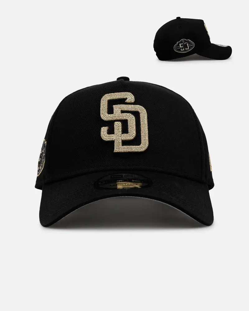 New Era San Diego Padres 'Raised Metallic Chainstitch' 9Forty A-Frame Snapback Black 1