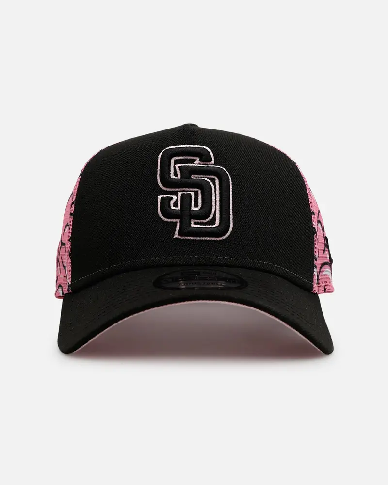 New Era San Diego Padres 'Thoughtful' 9Forty A-Frame Trucker Snapback Black/Pink 1