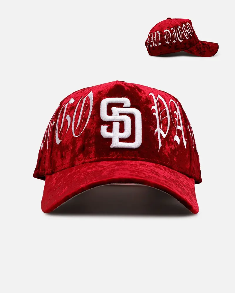 New Era San Diego Padres 'Velvet Gothic Script' 9Forty A-Frame Snapback Maroon 1