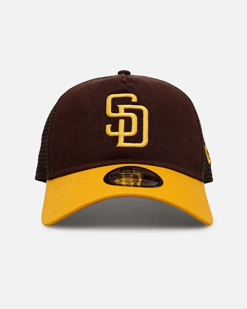 New Era San Diego Padres 'Washed Truckers' 9Forty A-Frame Trucker Snapback Official Team Color 1