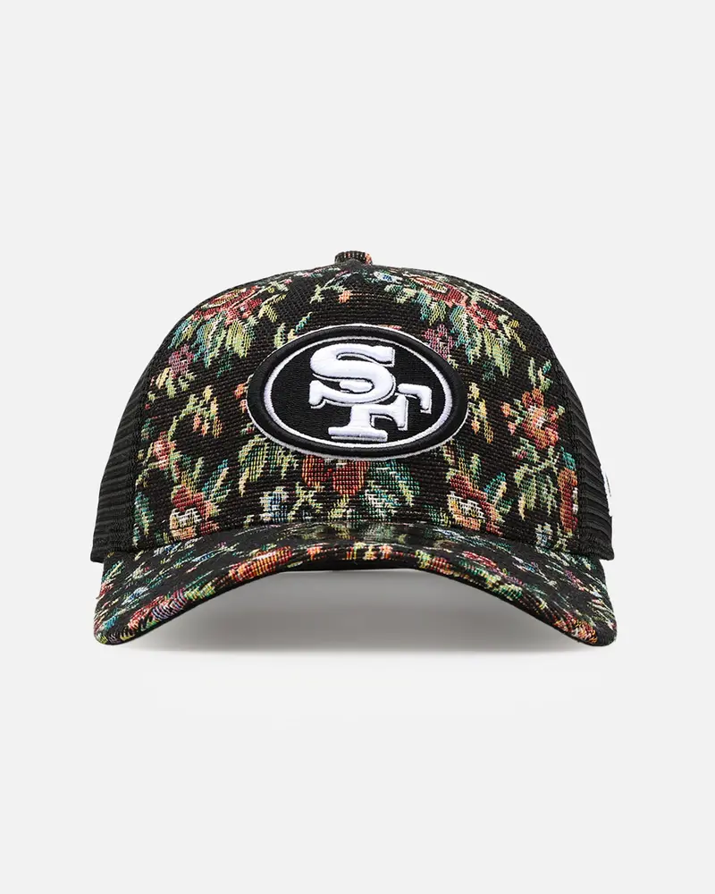 New Era San Francisco 49Ers 'Black Floral Tapestry' 9Forty A-Frame Trucker Snapback Tapestry 1