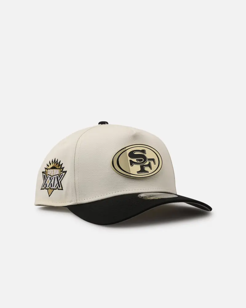 New Era San Francisco 49Ers 'Gold Medal Badge' 9Forty A-Frame Snapback White/Black/Green 1