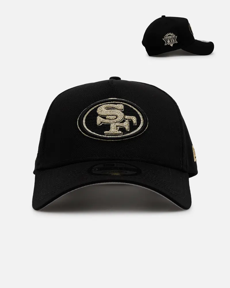 New Era San Francisco 49Ers 'Raised Metallic Chainstitch' 9Forty A-Frame Snapback Black 1