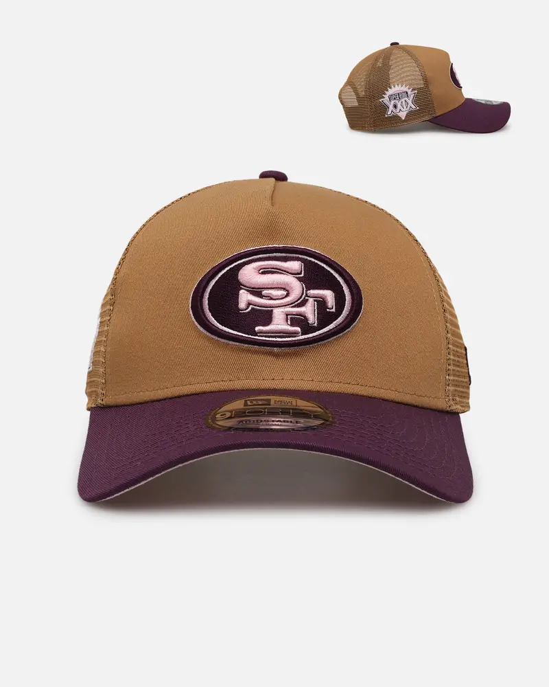 New Era San Francisco 49Ers 'Rustic Rose' 9Forty A-Frame Trucker Snapback Wheat 1