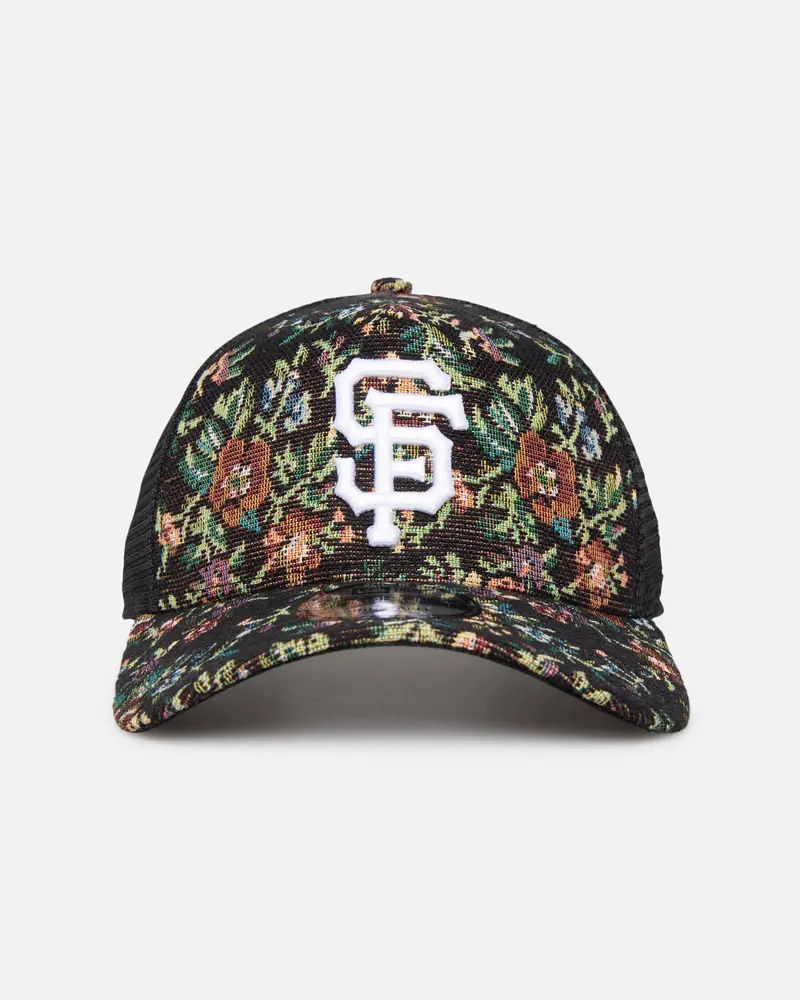 New Era San Francisco Giants 'Black Floral Tapestry' 9Forty A-Frame Trucker Snapback Tapestry 1