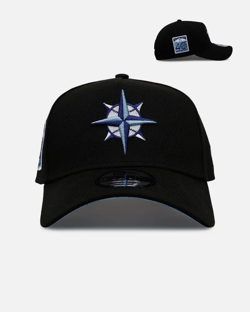 New Era Seattle Mariners 'Black And Sky Blue' 9Forty A-Frame Snapback Black/Sky Blue 1