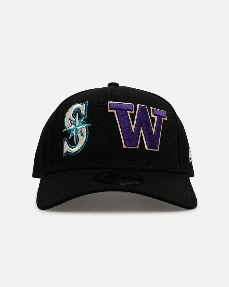 New Era Seattle Mariners 'Mlb & Ncaa Dual Logo' 9Forty A-Frame Snapback Black 1