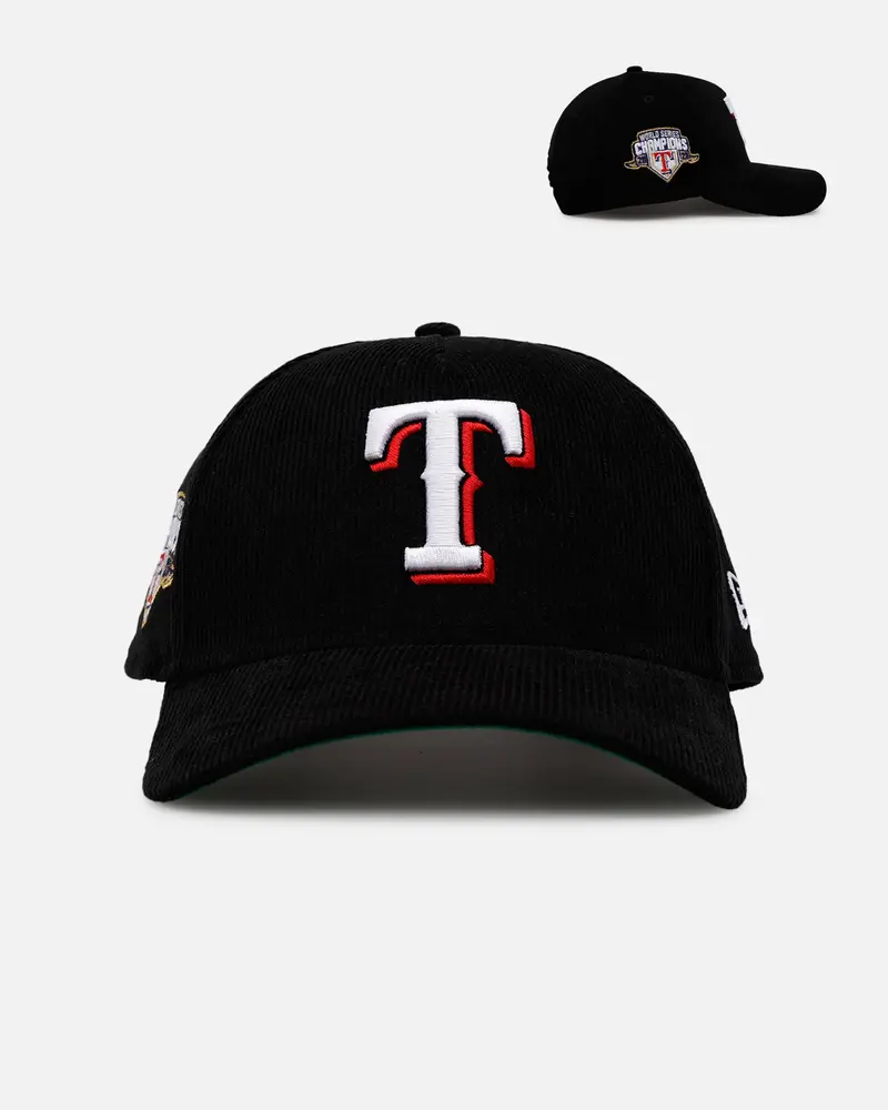 New Era Texas Rangers 'Black Cord' 9Forty A-Frame Corduroy Snapback Black 1