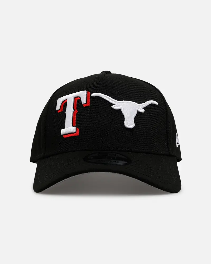 New Era Texas Rangers 'Mlb & Ncaa Dual Logo' 9Forty A-Frame Snapback Black 1