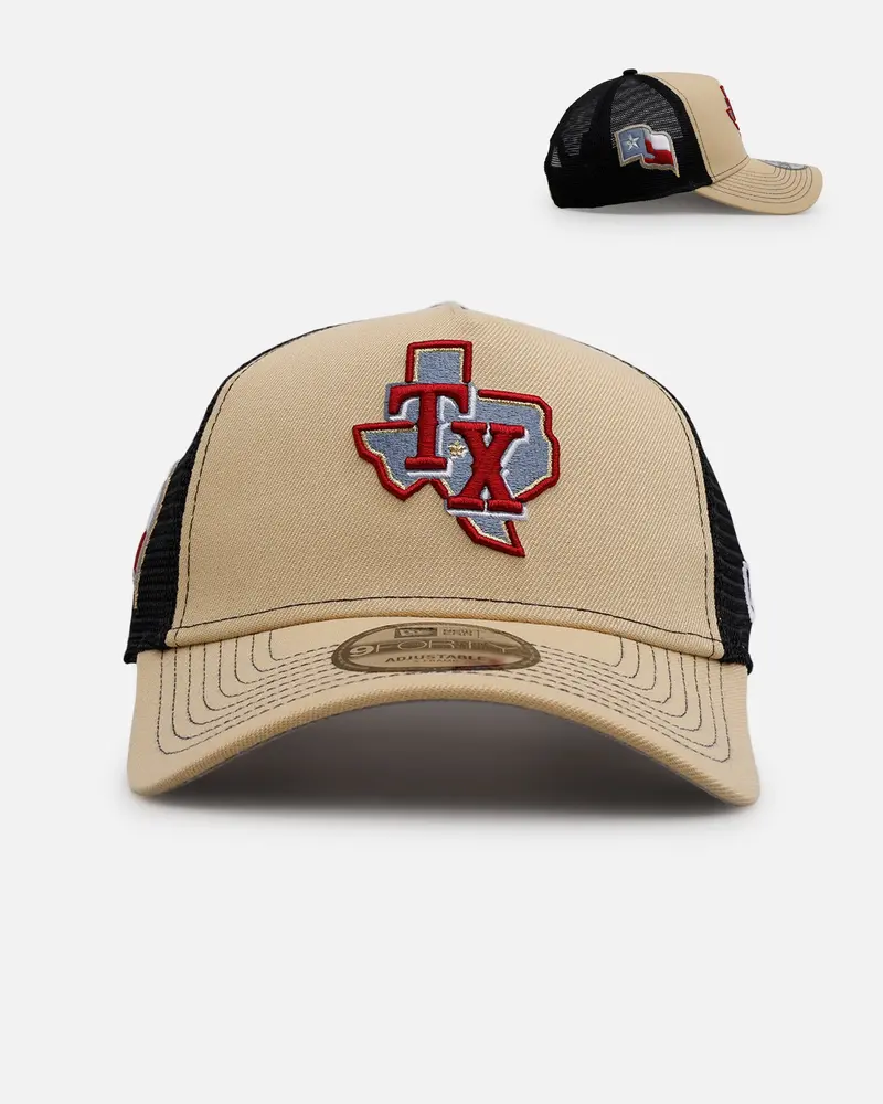 New Era Texas Rangers 'Vintage Truckers' 9Fortty A-Frame Trucker Snapback Vegas Gold 1