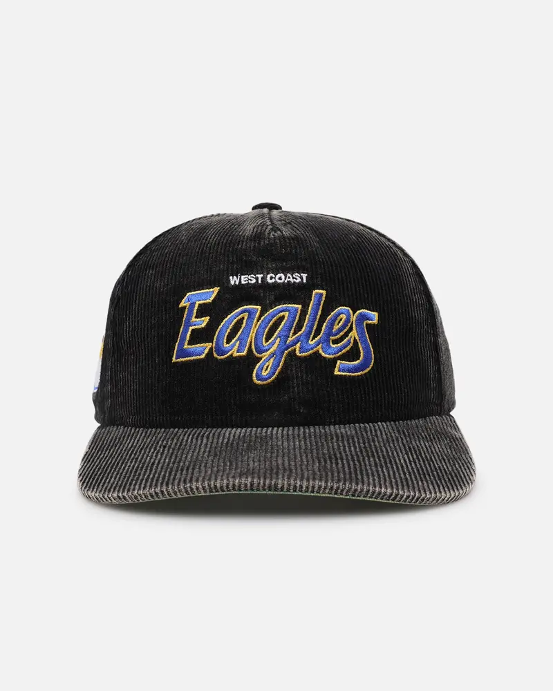 New Era West Coast Eagles 'Washed Corduroy' Pre-Curved Golfer Snapback Black/Kelly Green 1