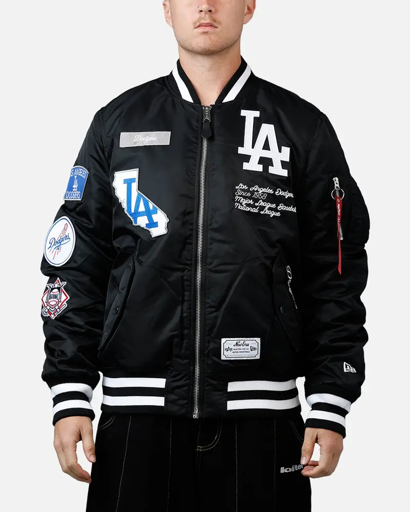 New Era X Alpha Series X Mlb Los Angeles Dodgers Ma-1 Bomber Jacket Black 1
