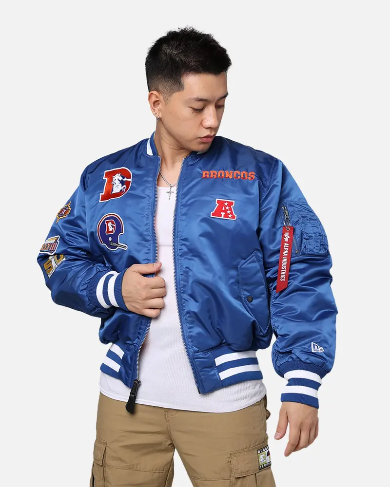 New Era X Alpha Series X Nfl Denver Broncos Ma-1 Bomber Jacket Royal 1
