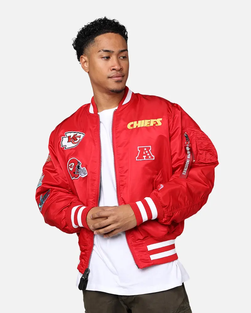 New Era X Alpha Series X Nfl Kansas City Chiefs Ma-1 Bomber Jacket Navy/Magenta 1