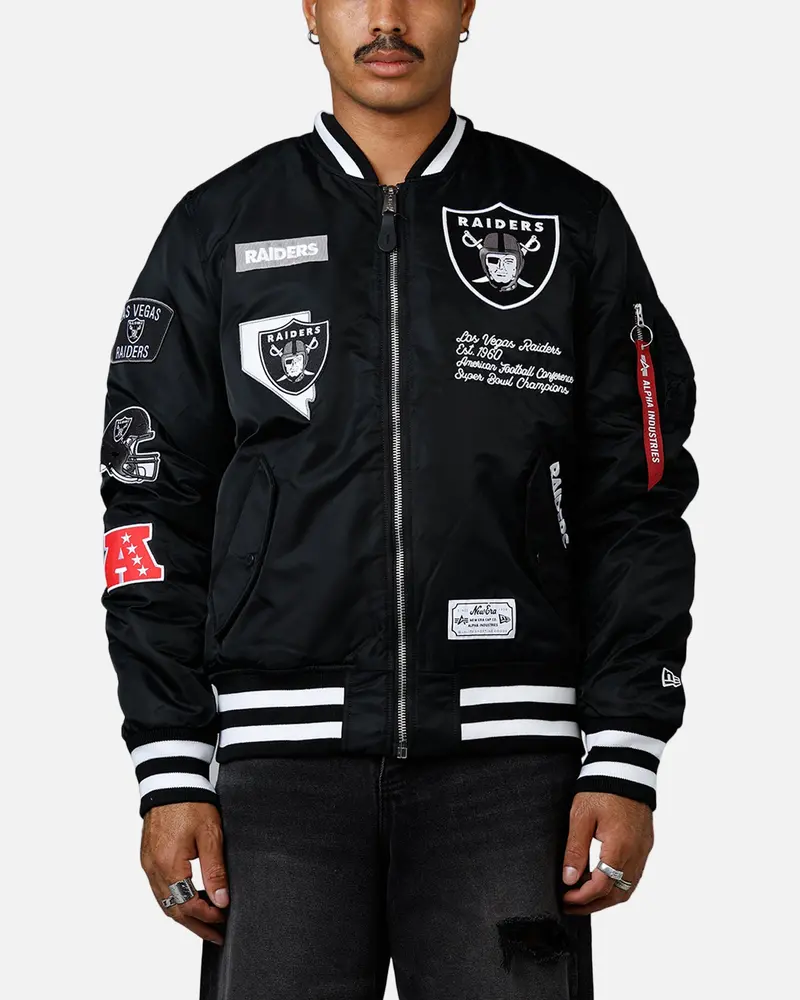 New Era X Alpha Series X Nfl Las Vegas Raiders Ma-1 Bomber Jacket Black 1