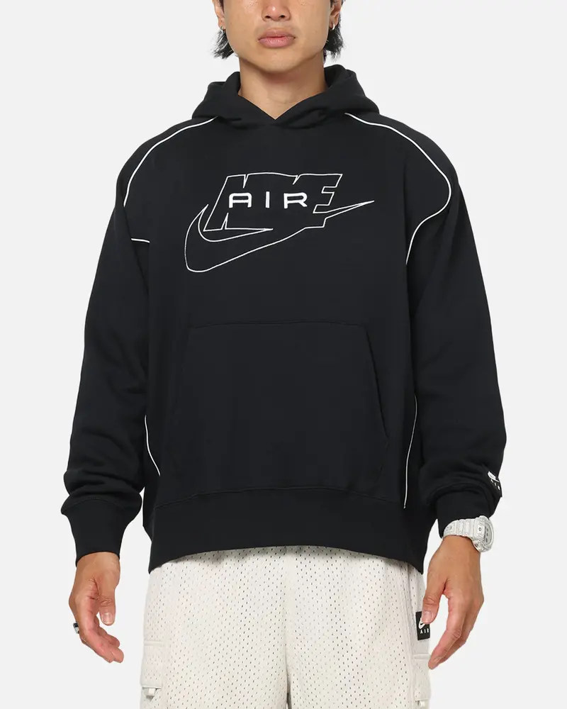 Nike Air Fleece Pullover Hoodie Black/White 1