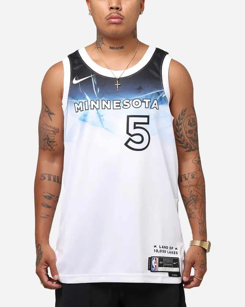 Nike Anthony Edwards Minnesota Timberwolves #5 City Edition 2024/25 Nike Dri-Fit Nba Swingman Jersey White 1