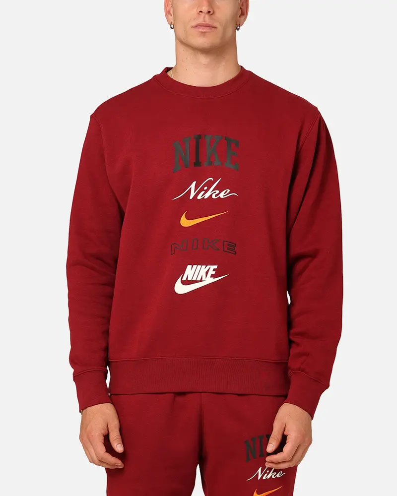 Nike Club Fleece Long-Sleeve Crewneck Team Red/Sail 1