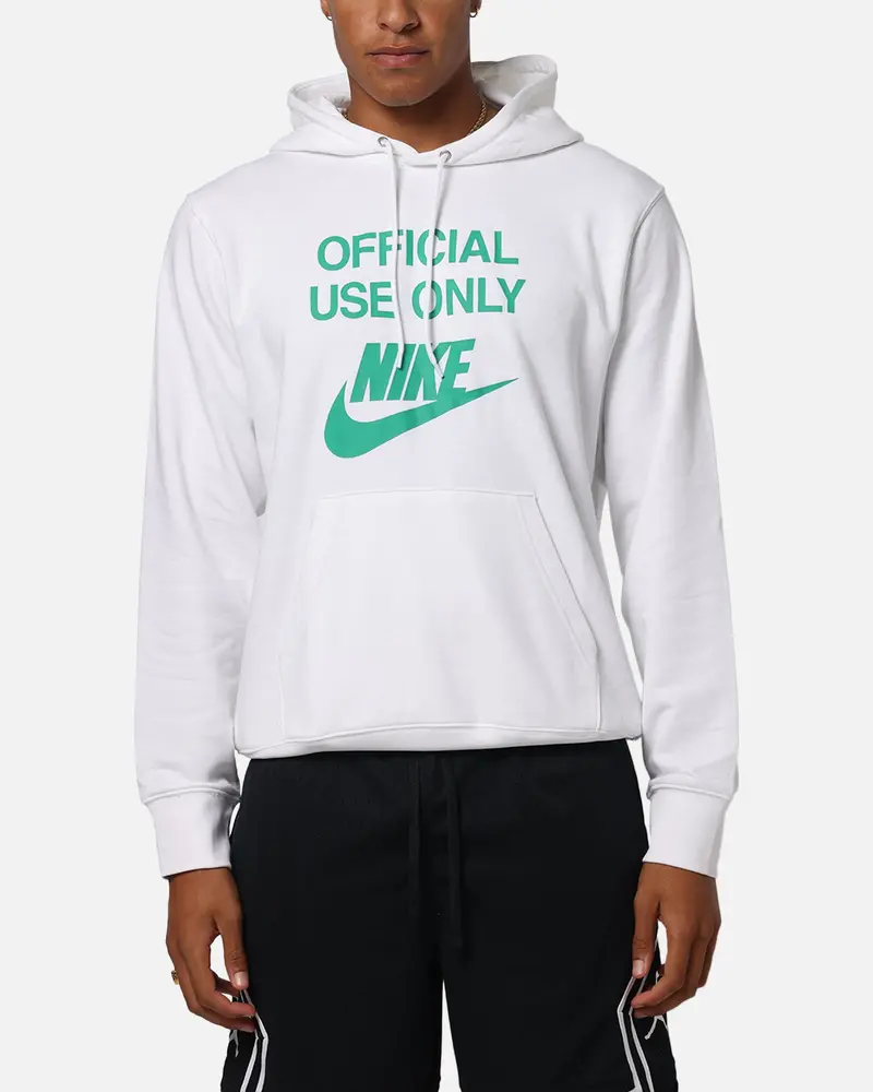 Nike Club French Terry Pullover Hoodie White/White/Green 1